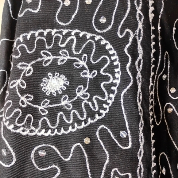 Choices Embroidered Jacket Black White Boho Artsy Casual Western Style - Picture 5 of 9